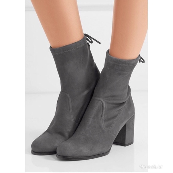 Stuart Weitzman Shorty Slate Suede Bootie 6 - Picture 1 of 8